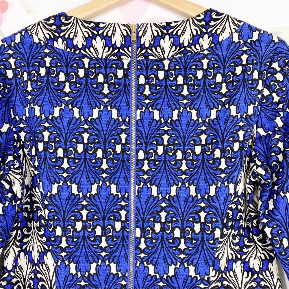 NEW Donna Morgan Cobalt Blue Ivory Multi Print Sheath Dress 4 - Picture 9 of 13